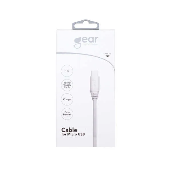 GEAR Round USB-A - Micro-USB B - kabel, 1 m, Vit
