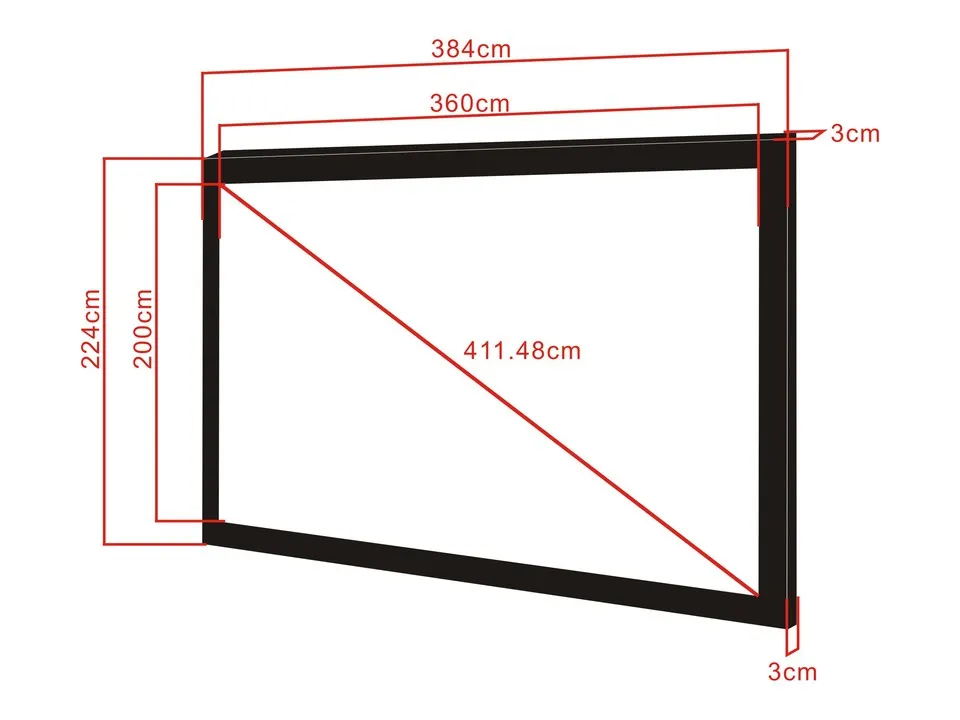 Multibrackets M Framed Projection Screen Deluxe - Heijastusn&auml;ytt&ouml; - 162 tuuma (411 cm) - 16:9 - Matte White - musta