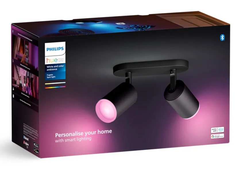 PHILIPS HUE FUGATO PLATE/SPIRAL BLACK 2X5.7W, 240V