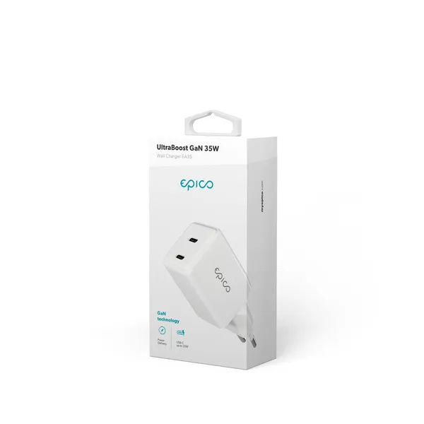 Epico UltraBoost GaN 35W Wall Charger EA35 | White | 2 &times; USB-C PD