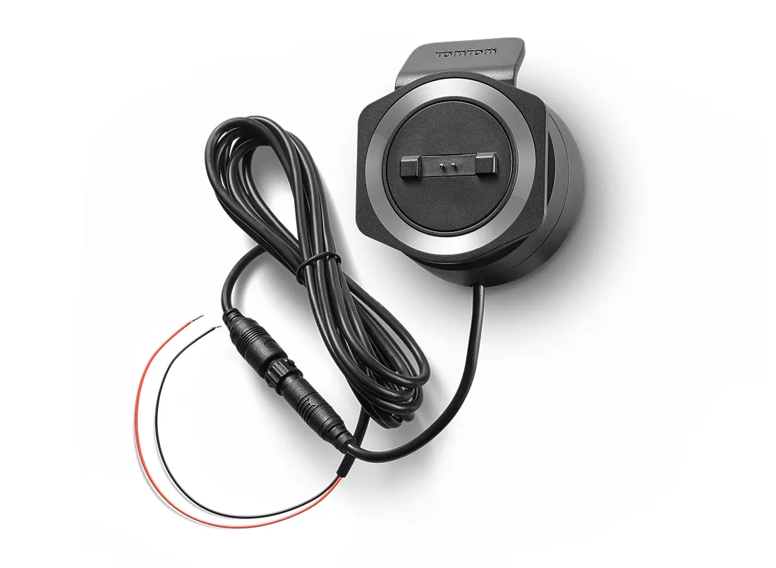 TomTom Rider 400 &amp; 500 Teline ja virtajohto mottoripy&ouml;r&auml;&auml;n. Bike mount kit (TomTom Rider 400 &amp; 5X0 navigaatoreille)