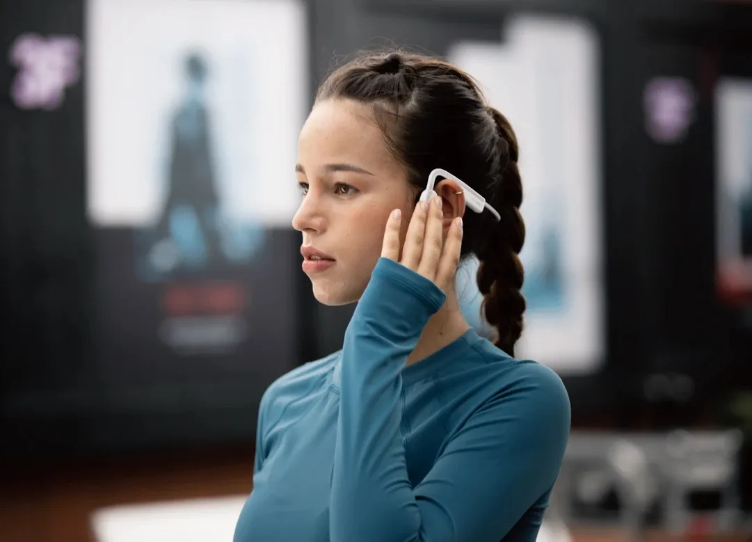 Shokz OpenMove - benledande hörlurar, Vit