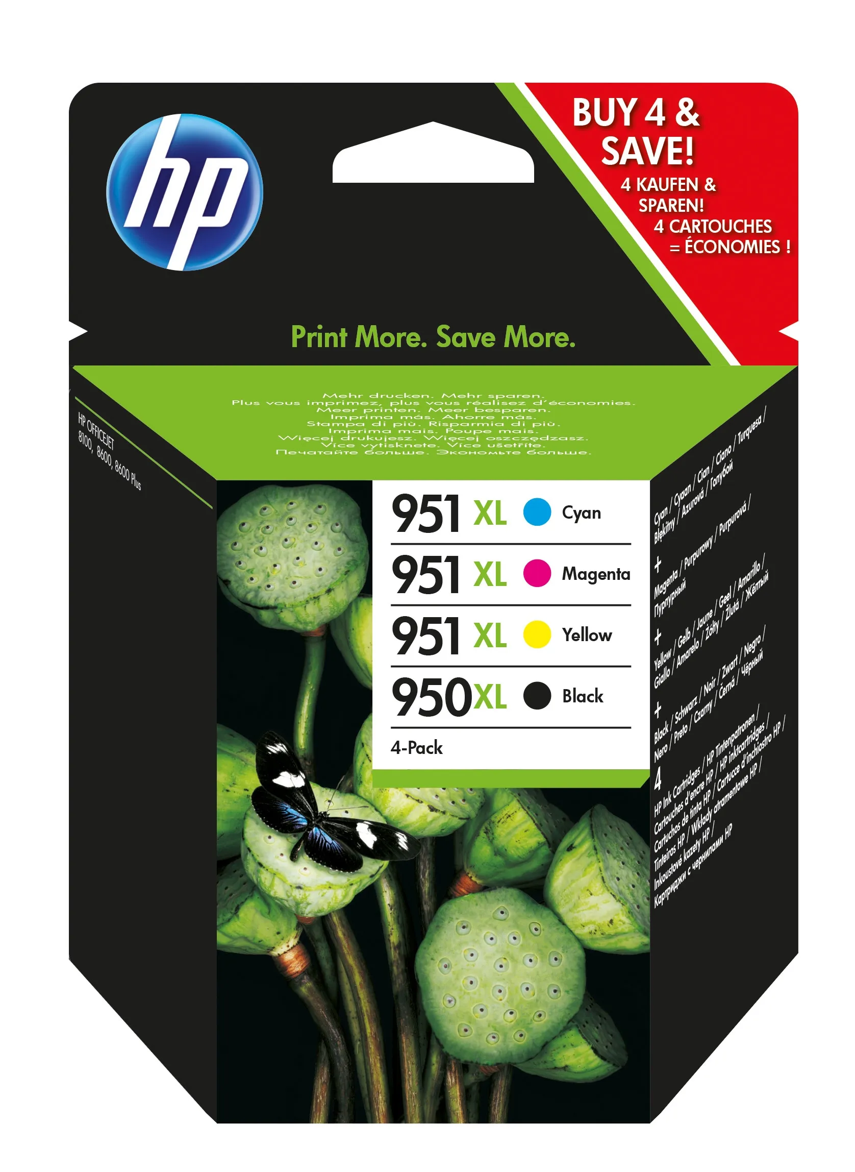 HP 950 951 XL Cyan Magenta Yellow Black 4-pack
