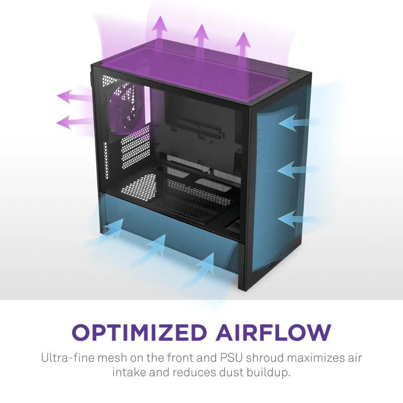 NZXT H3 Flow (2025) mATX - chassi, Svart