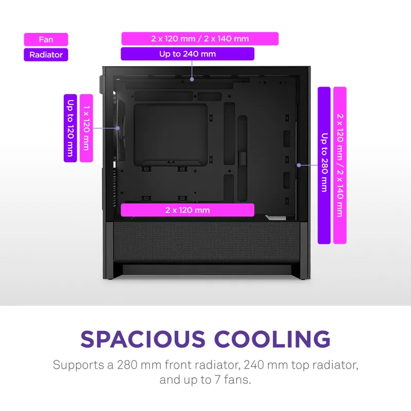 NZXT H3 Flow (2025) mATX - chassi, Svart