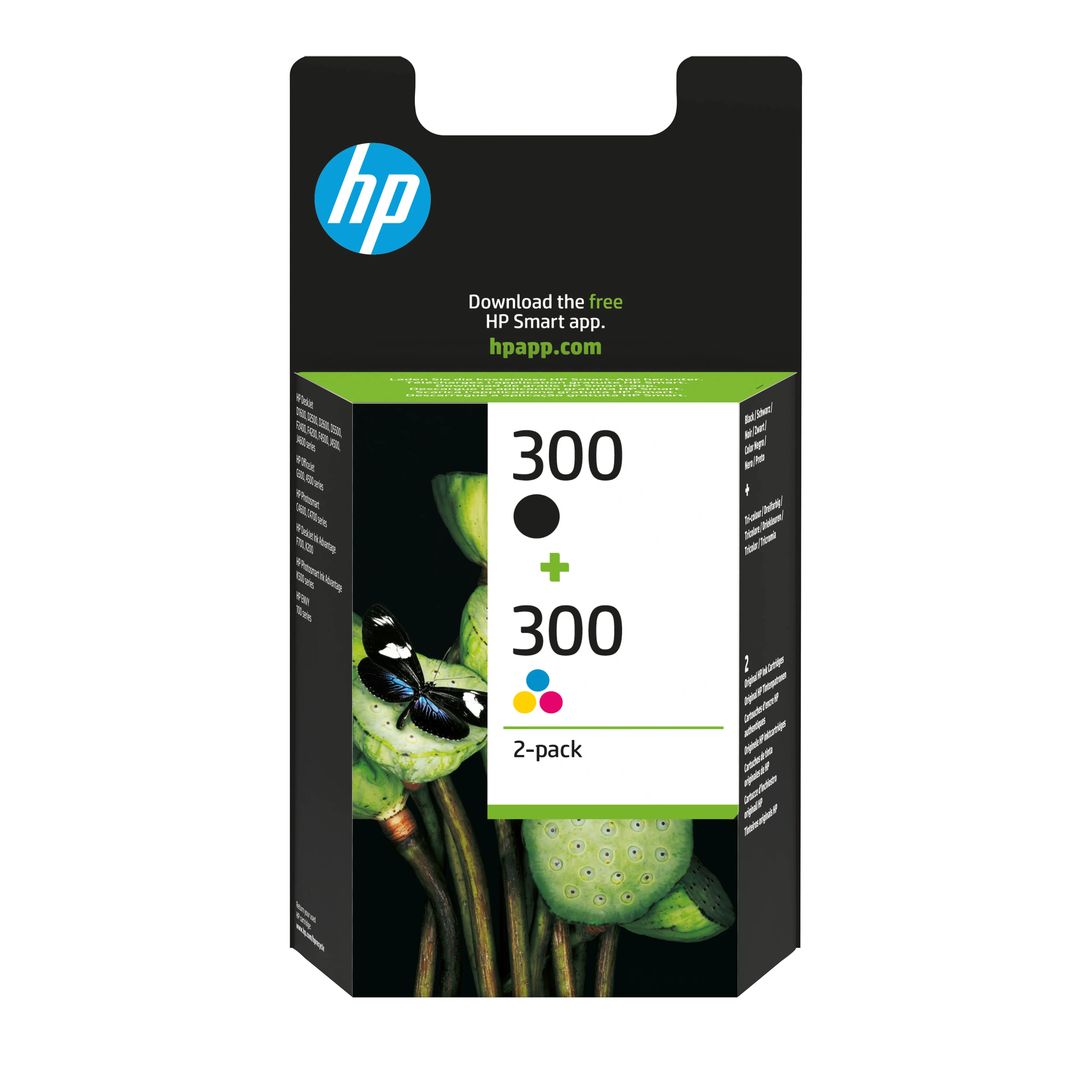 HP 300 ink cartridge kit, Black and Tri-color, 2 pcs