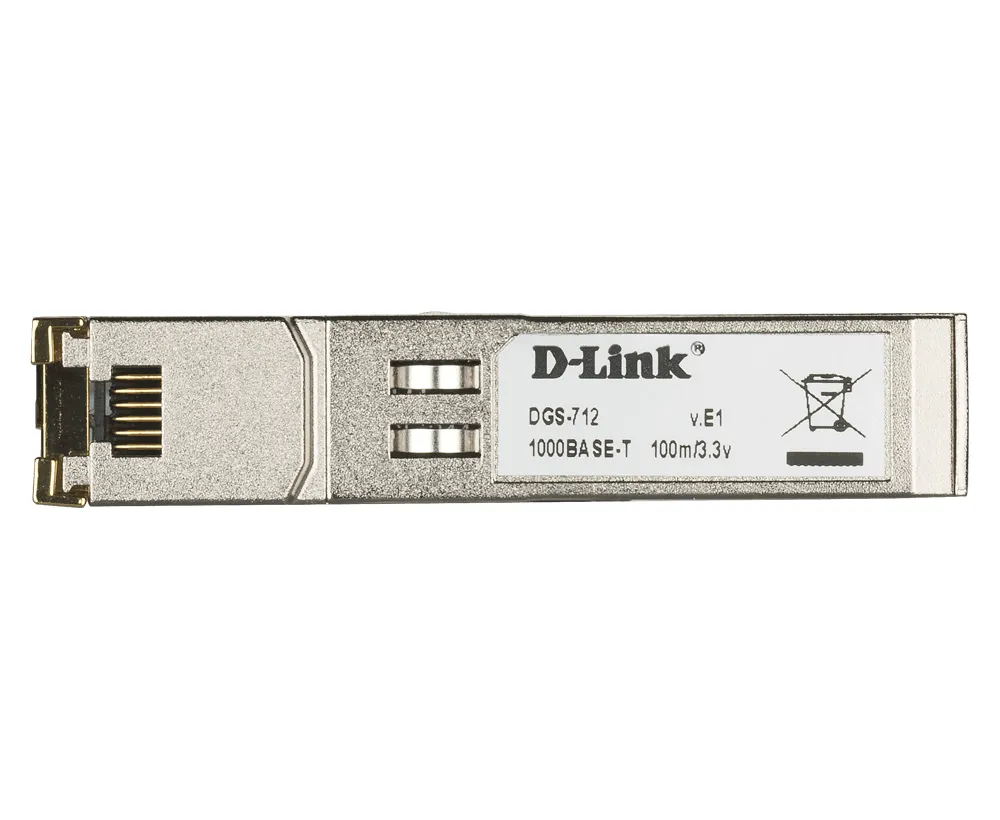 D-Link DGS 712 - SFP (mini-GBIC) lähetin-vastaanotin-moduuli - GigE - 10Base-T, 100Base-TX, 1000Base-T - RJ-45 malleihin DES 30XX, DGS 3100, 3200, Web Smart DGS