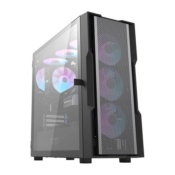DARKFLASH DK431 Mesh Midi-Tower Case with window and RGB lighting, Black