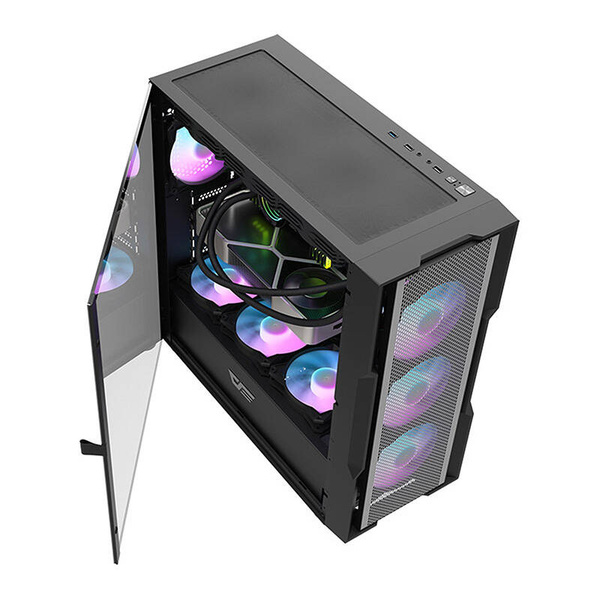 DARKFLASH DK431 Mesh Midi-Tower Case with window and RGB lighting, Black