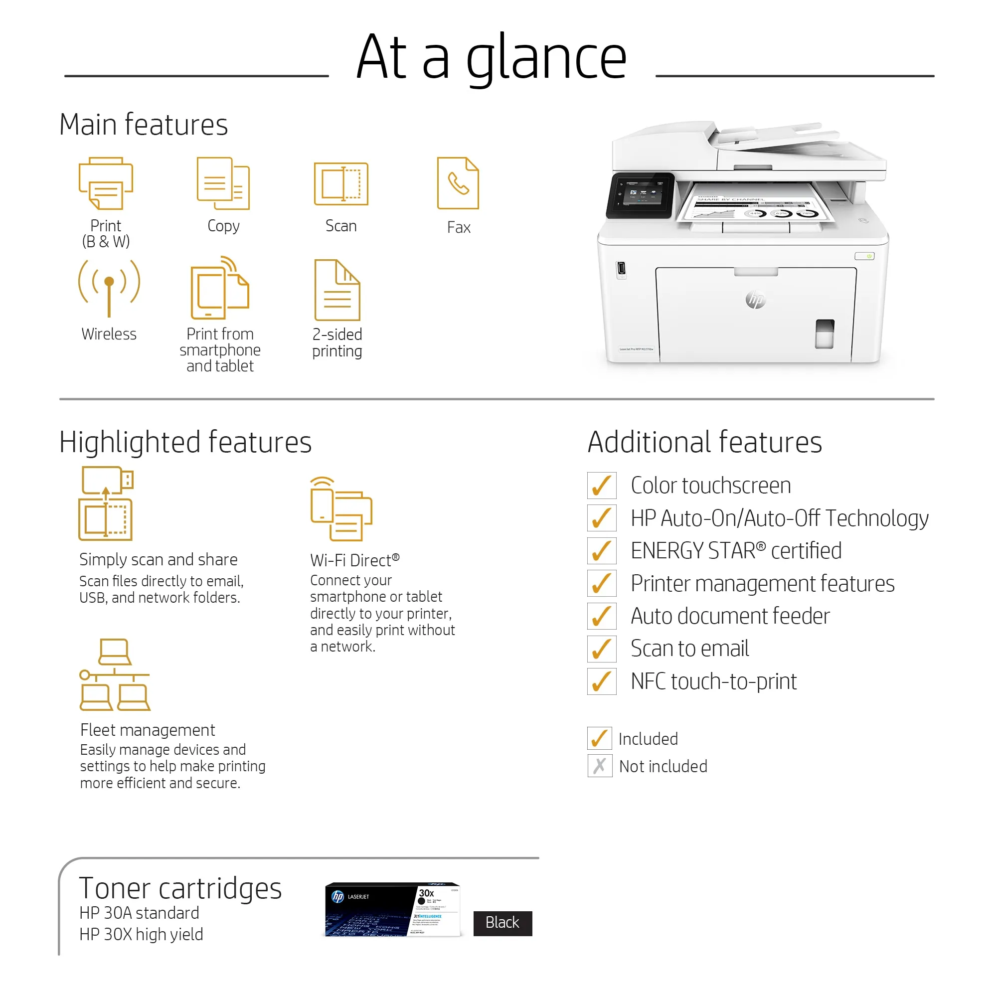 HP LaserJet Pro M227fdw Duplex, LAN/Wi-Fi, A4 - mono laser printer