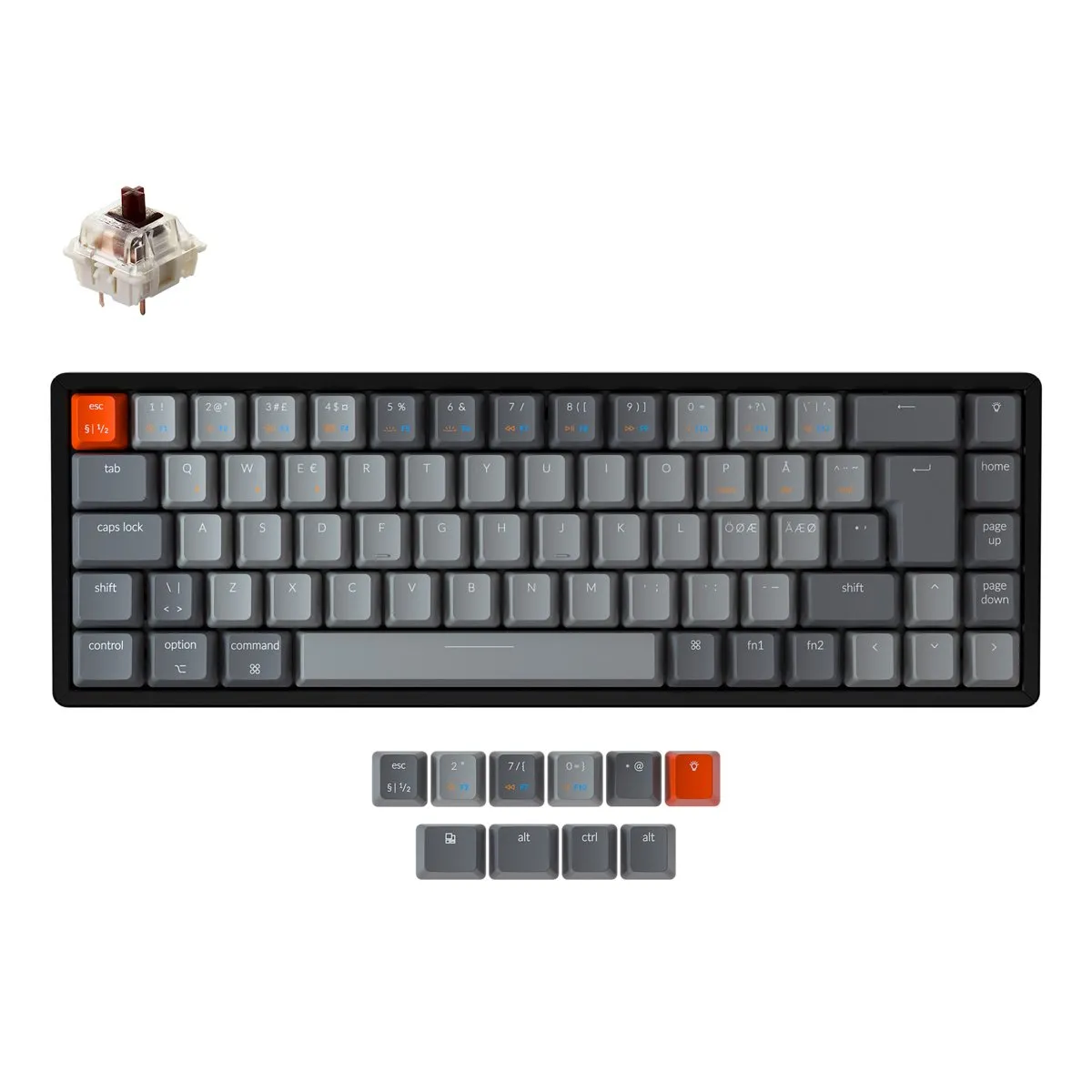 Keychron K6 65% -langaton mekaaninen ergonominen n&auml;pp&auml;imist&ouml;, Gateron Brown, musta