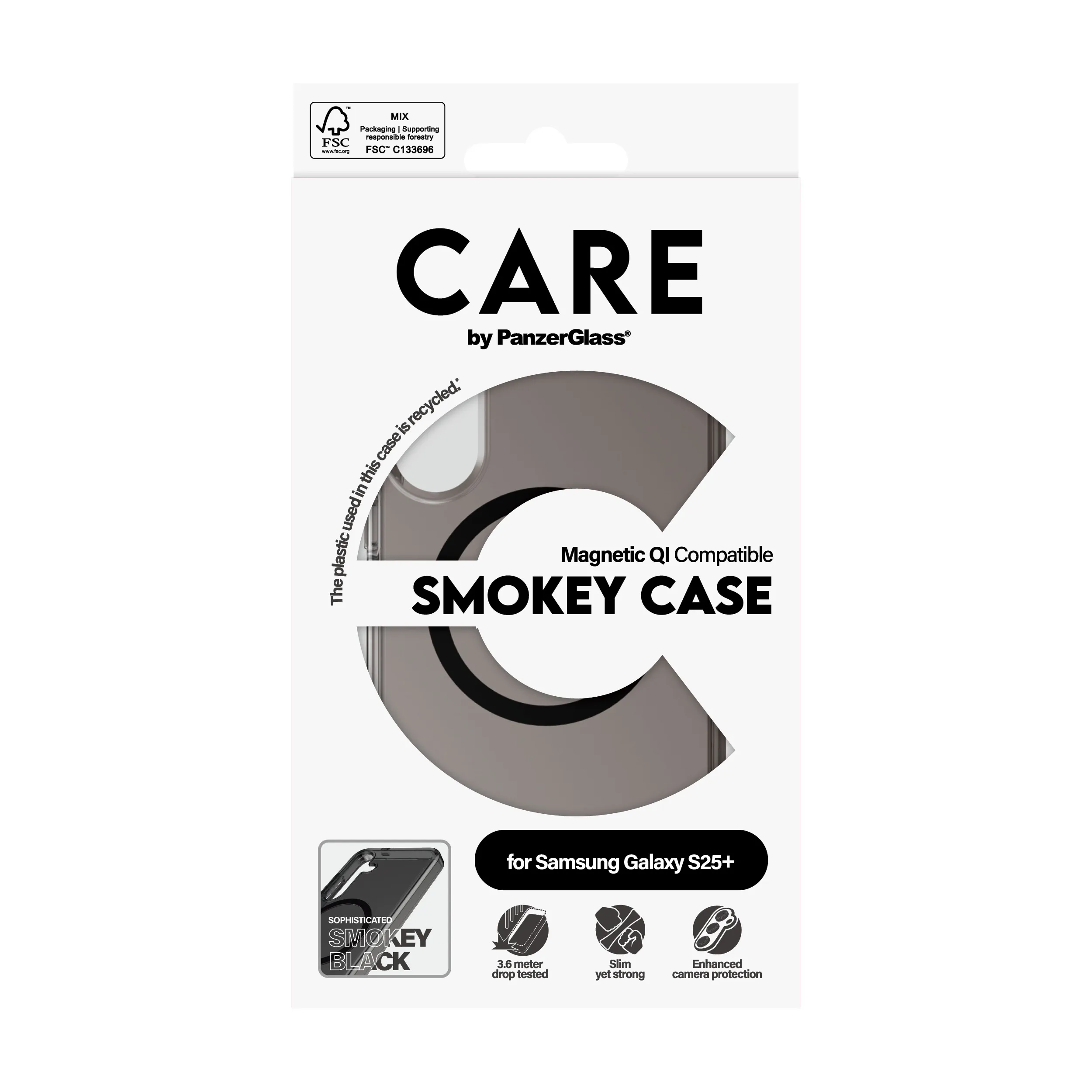 Care by PanzerGlass Galaxy S25+ Urban Combat Case, Smokey with Black, Qi Compatible