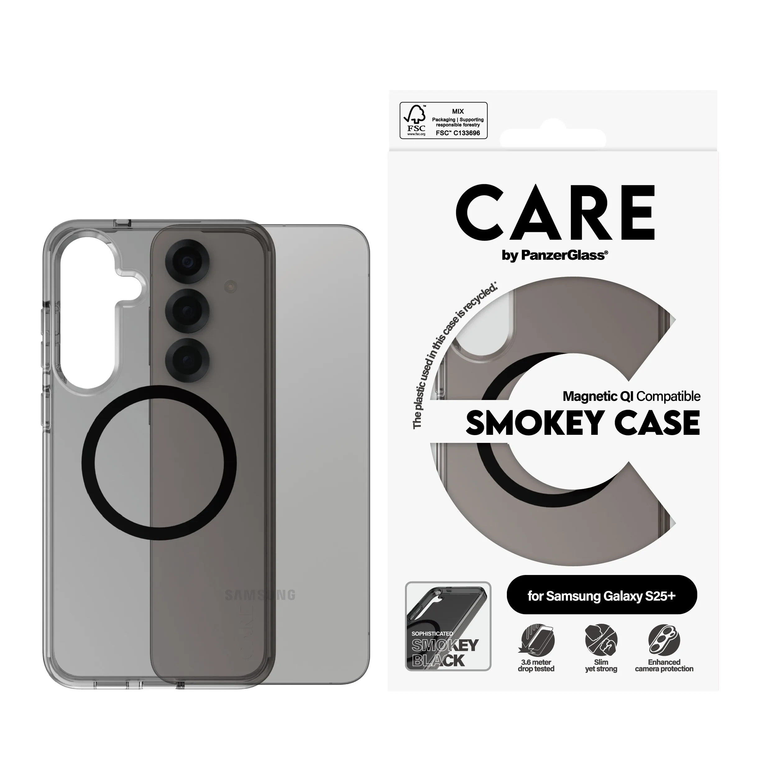 Care by PanzerGlass Galaxy S25+ Urban Combat Case, Smokey with Black, Qi Compatible