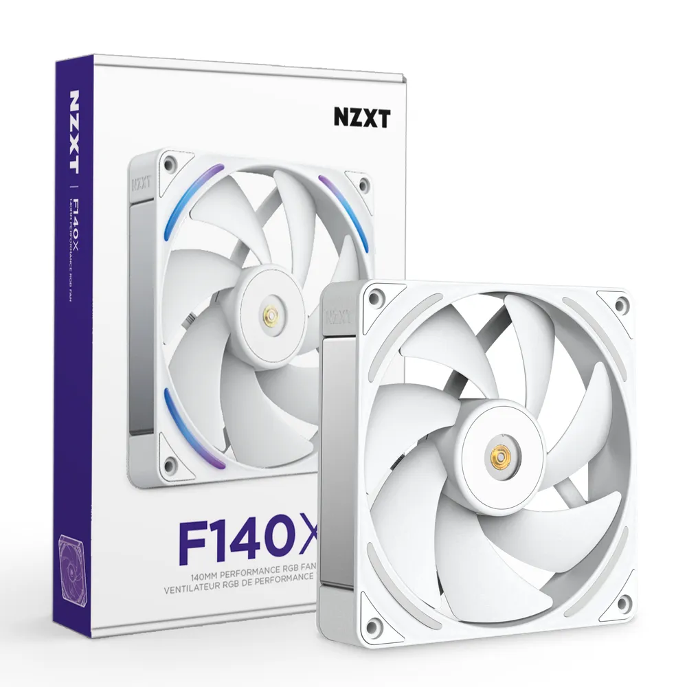 NZXT F140X Performance PWM RGB -tuuletin, 140 mm, nestelaakeri, valkoinen