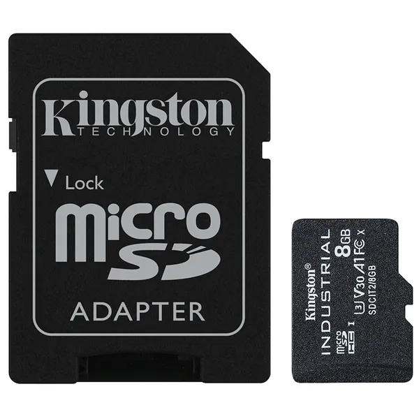 Kingston Industrial C10 A1 8 Gt MicroSDHC -muistikortti + SD-adapteri