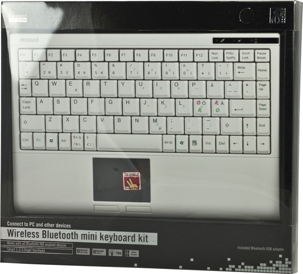 DELTACO langaton minin&auml;pp&auml;imist&ouml;,touchpad,Bluetooth,USB,10m,valk