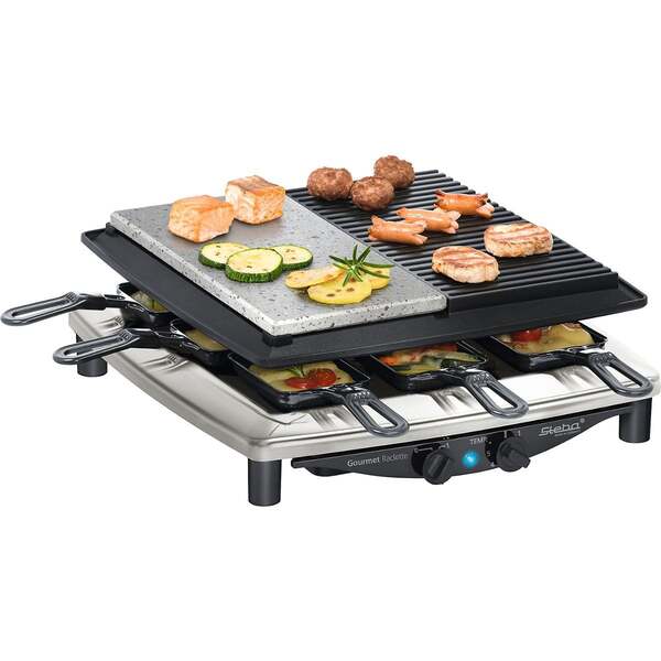 Steba RC 4 Plus Deluxe -raklettigrilli, 1450 W, ruostumaton ter&auml;s