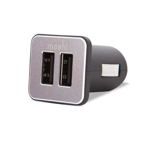 Moshi Revolt Duo car charger with Lighting cable 6 ft (1.8m) - Black