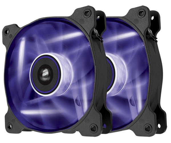 Corsair Fan, AF120. Low Noise Purple LED, Twin pack