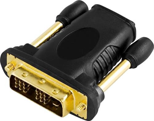 DELTACO HDMI-sovitin, HDMI 19-pin naaras - DVI-D urokseen, kullattu