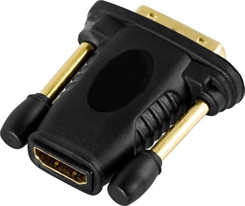 DELTACO HDMI-sovitin, HDMI 19-pin naaras - DVI-D urokseen, kullattu