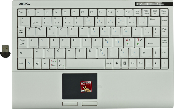 DELTACO langaton minin&auml;pp&auml;imist&ouml;,touchpad,Bluetooth,USB,10m,valk