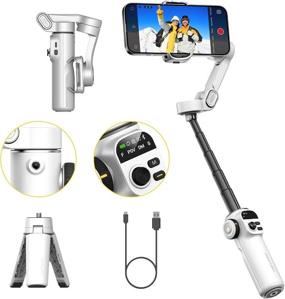 AOCHUAN X2 AI Sensor - 3-axis smartphone gimbal, White