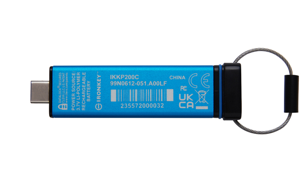 Kingston IronKey Keypad 200C, AES-256 256 GB USB-C 3.2 Gen 1x1 - minne, Blå