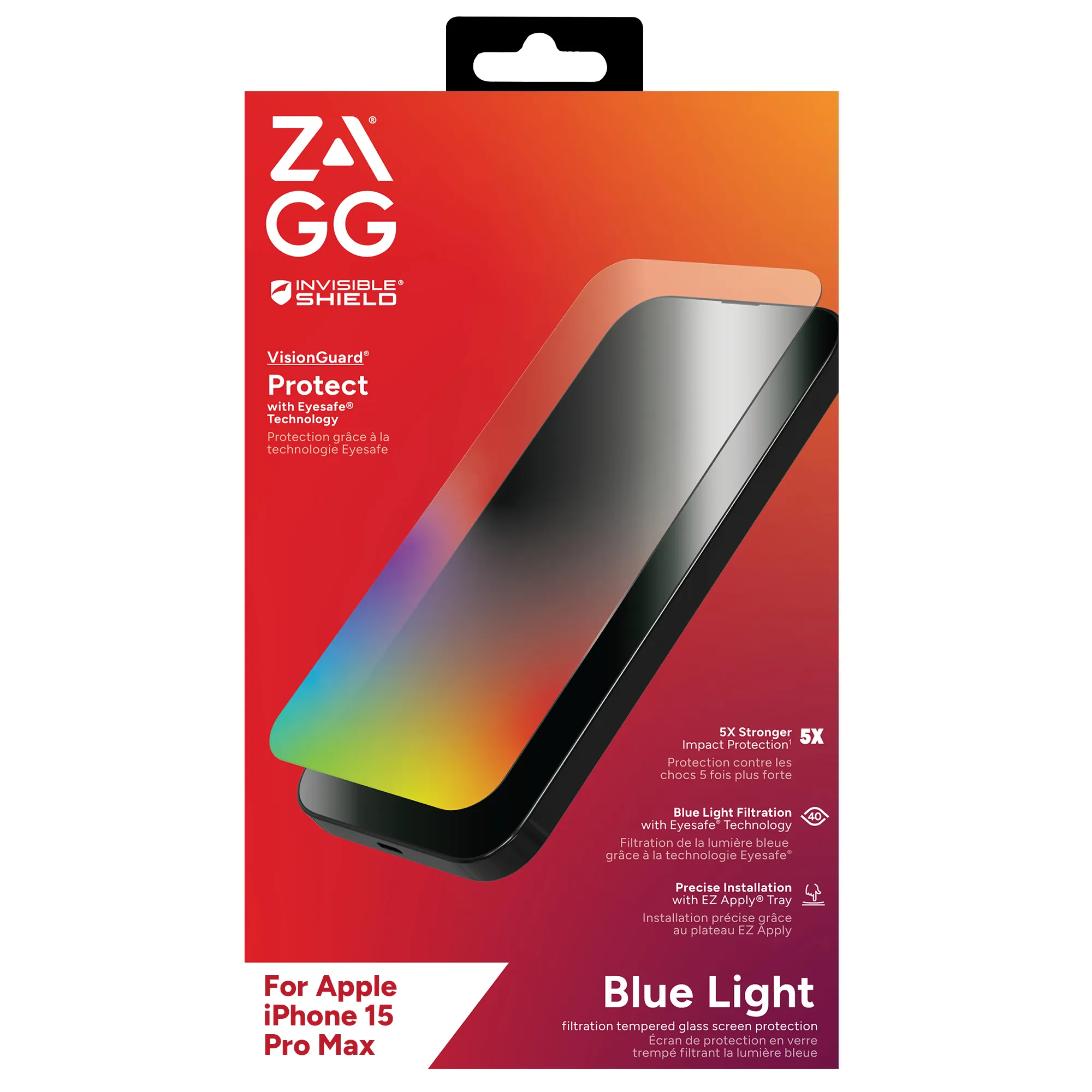Zagg InvisibleShield Glass Elite VisionGuard iPhone 15 Pro Max - Screen Protector