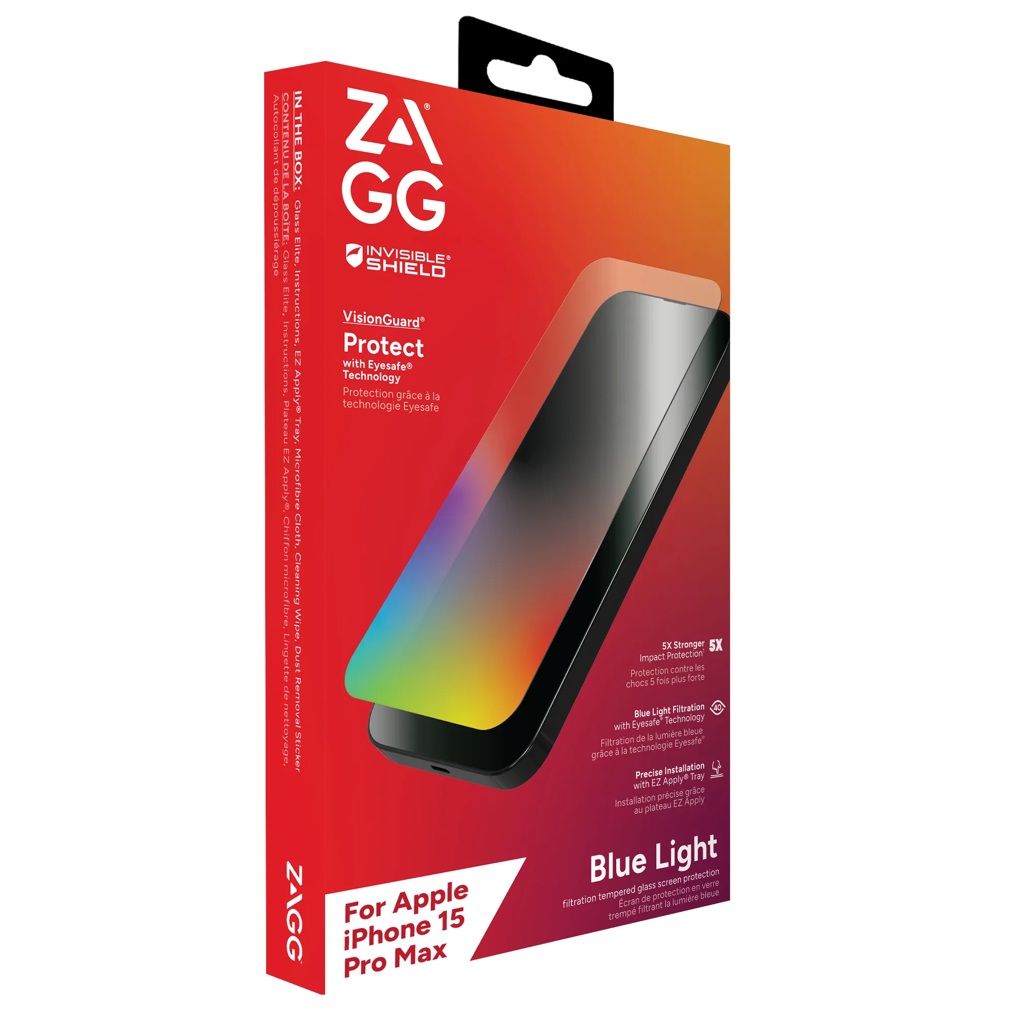 Zagg InvisibleShield Glass Elite VisionGuard iPhone 15 Pro Max - Screen Protector