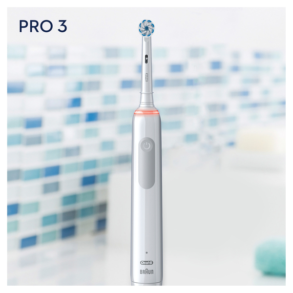 Oral-B PRO3 3000 -s&auml;hk&ouml;hammasharja, Harmaa, Valkoinen