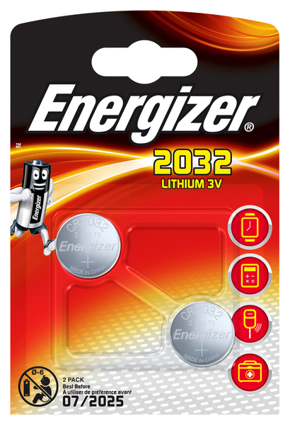 Battery CR2032 Lithium 2-pak
