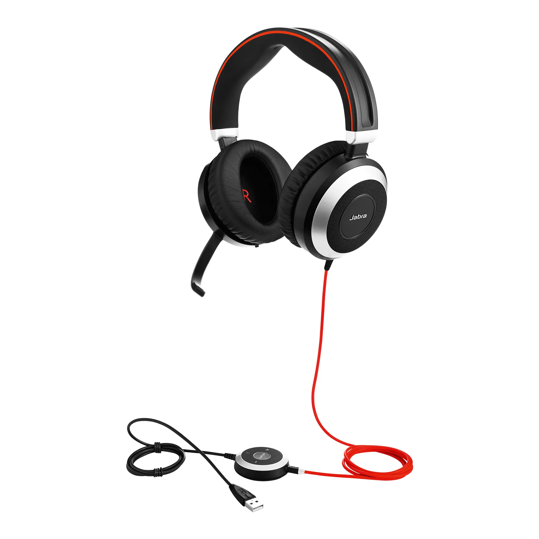 Jabra Evolve 80 UC USB-A stereoheadset + b&auml;rv&auml;ska, svart