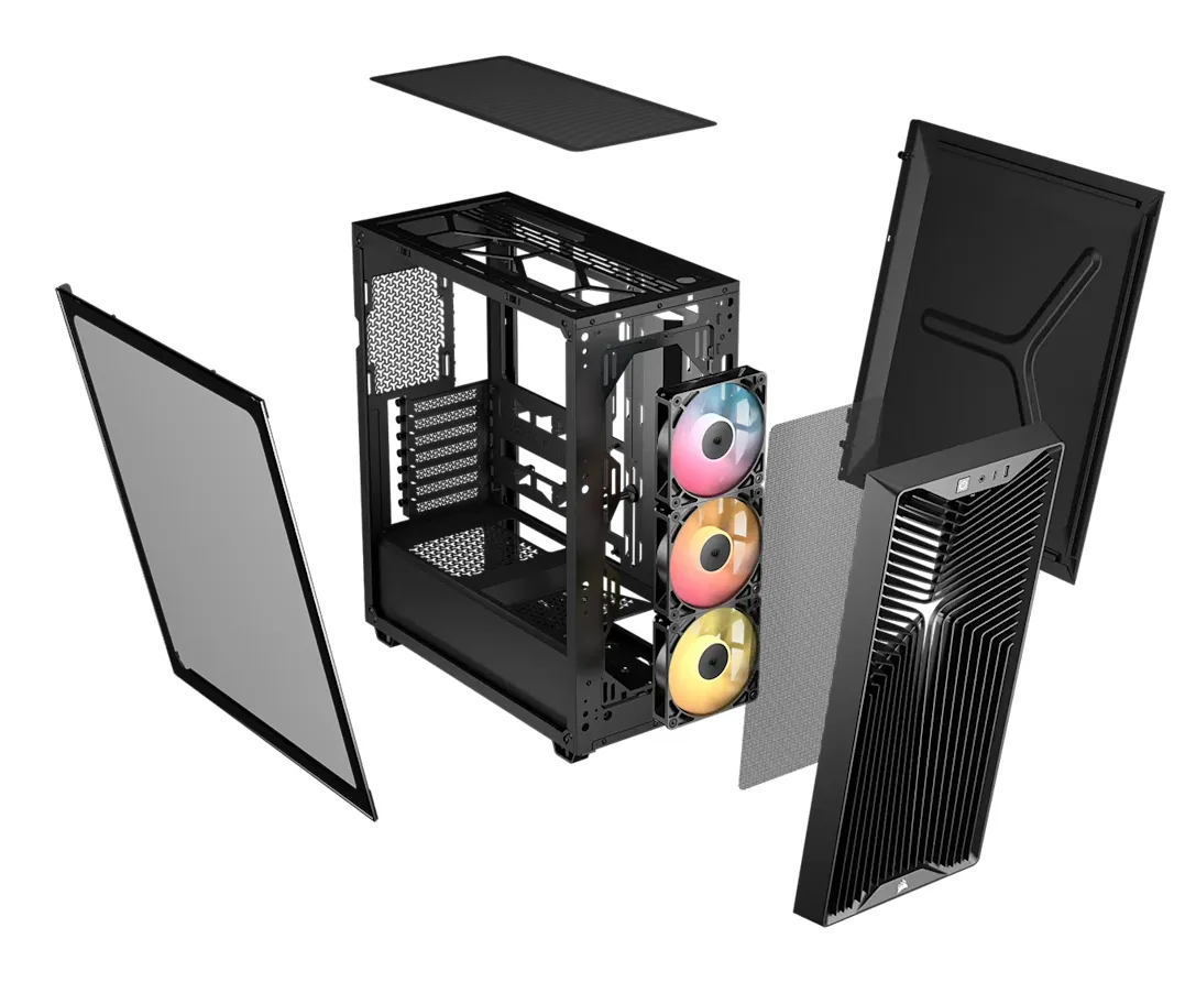 Corsair 3200D RS ARGB Midi-Tower Case with window and RGB lighting, Black