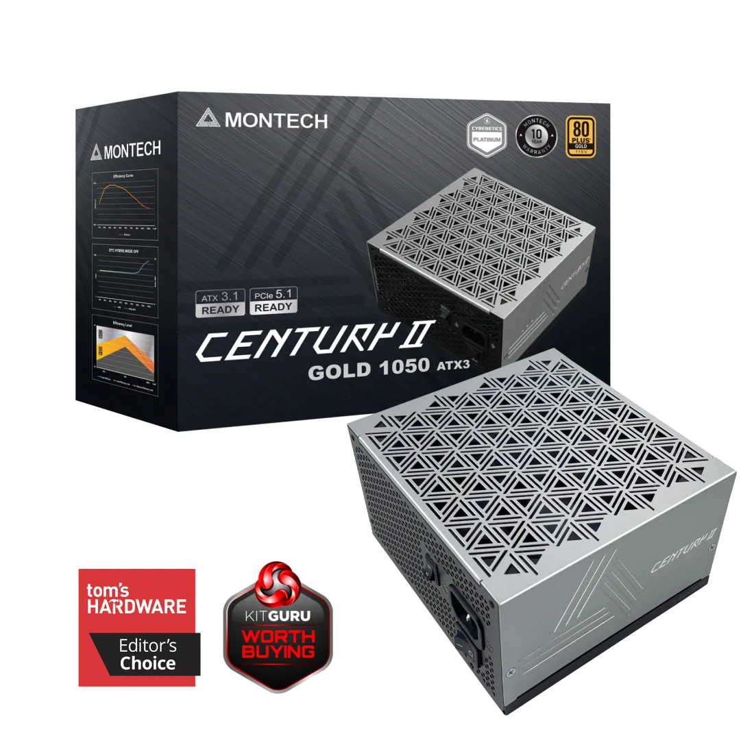MONTECH CENTURY II 1050W -virtal&auml;hde, 80 Plus Platinum
