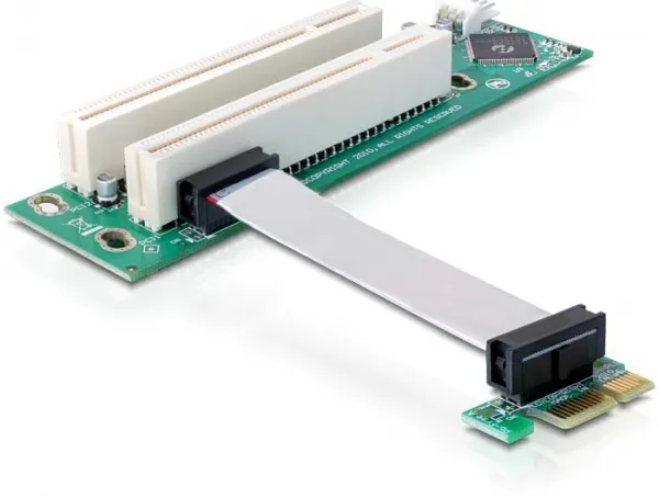 Delock Riser Card PCI Express x1 > 2 x PCI with flexible cable 9 cm le