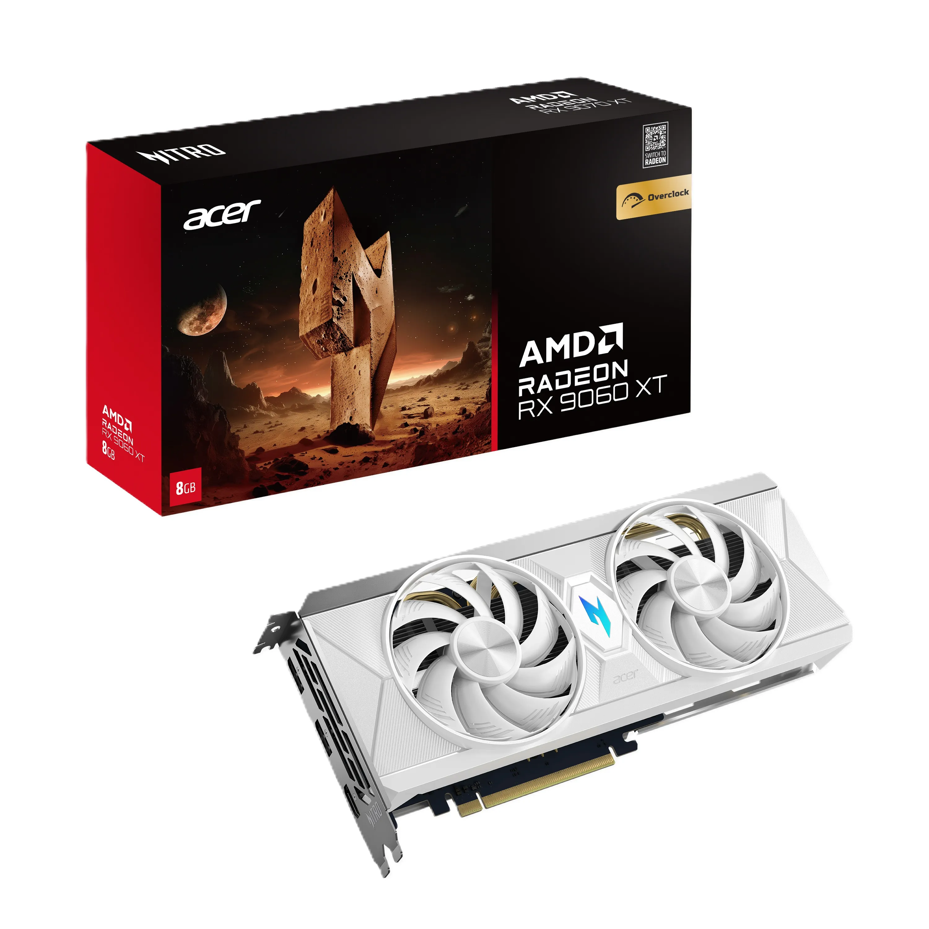 Acer Radeon RX 9060 XT Nitro White 8 GB OC grafikkort