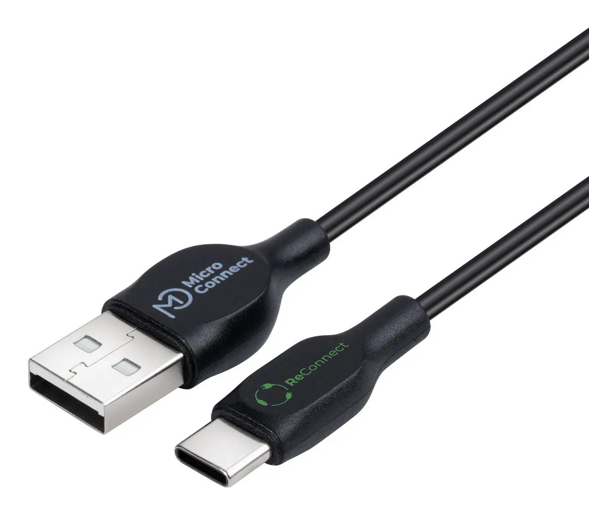 MicroConnect ReConnect ECO USB-C to USB-A cable, 1 m, Black