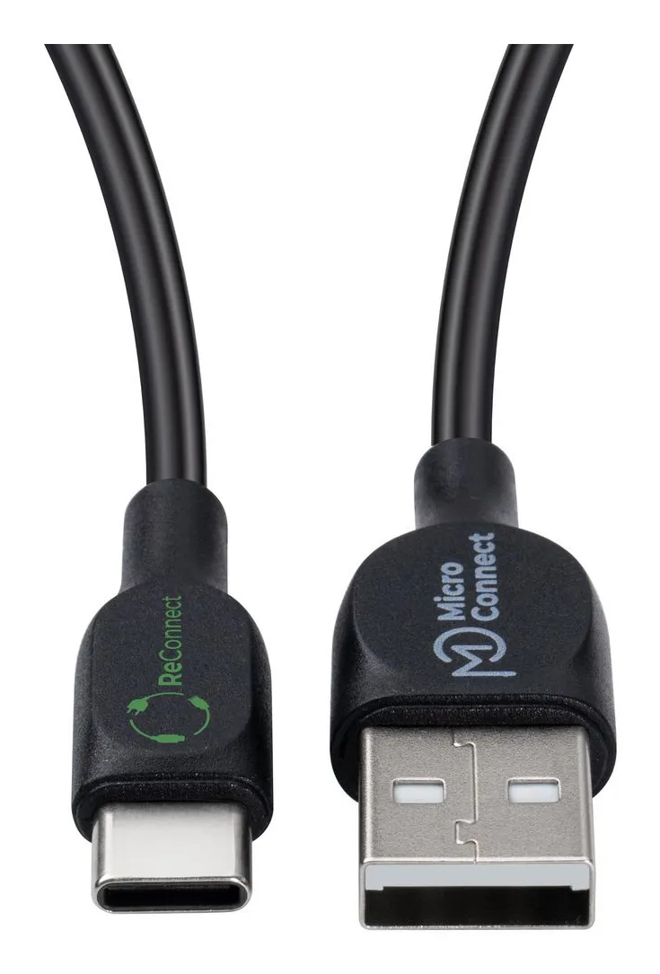 MicroConnect ReConnect ECO USB-C to USB-A cable, 1 m, Black