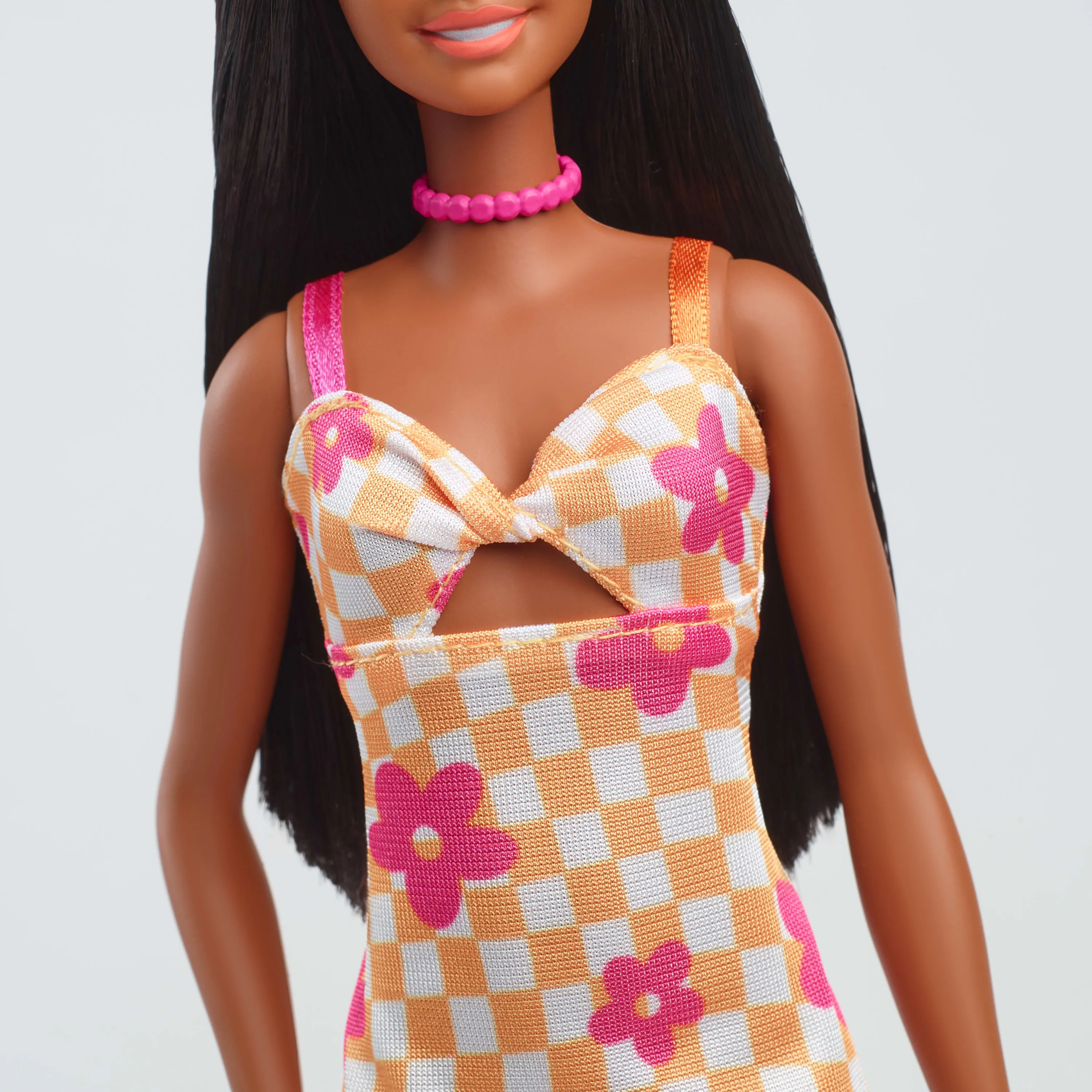 Barbie Barbie Fashionista doll in pink and orange checked dress