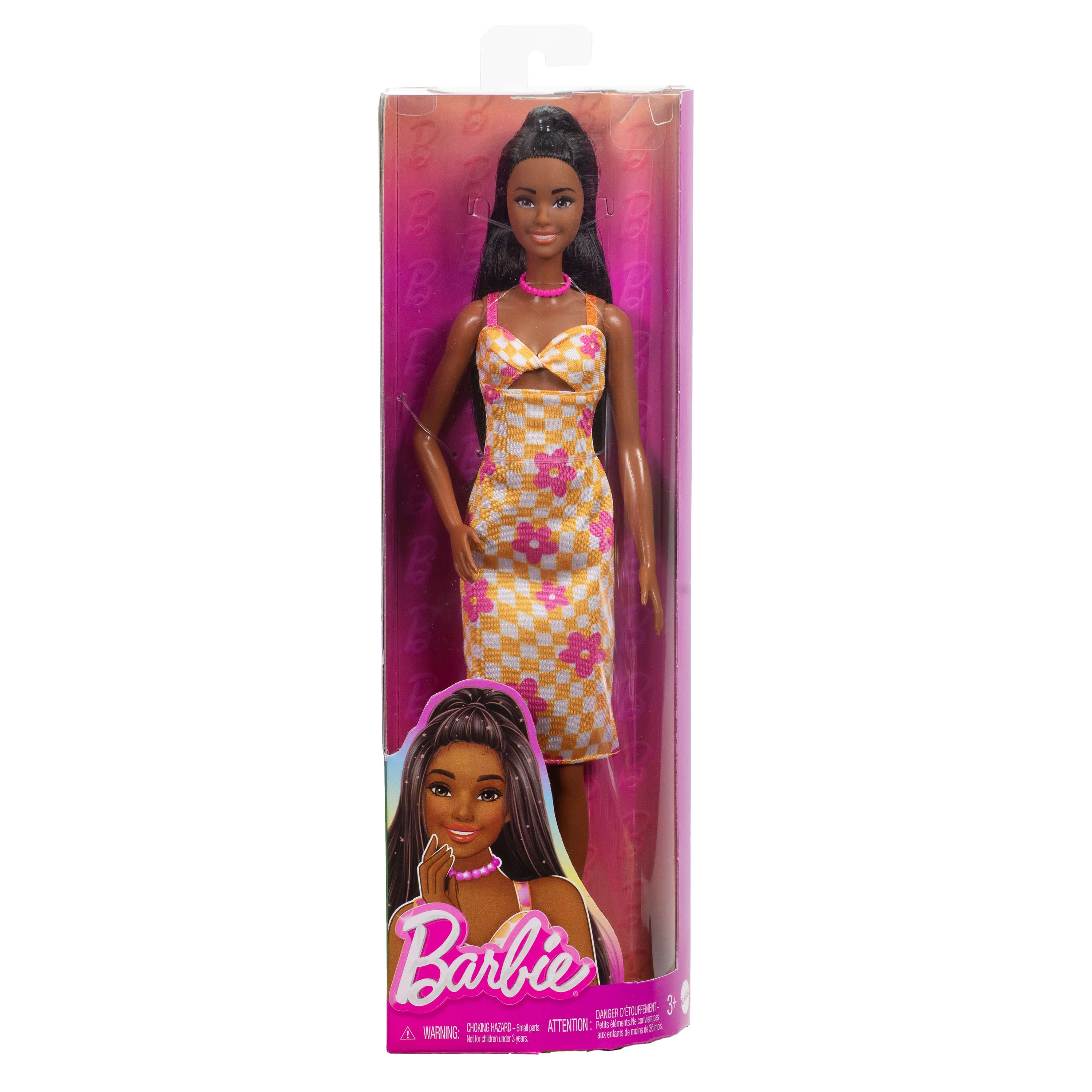 Barbie Barbie Fashionista doll in pink and orange checked dress