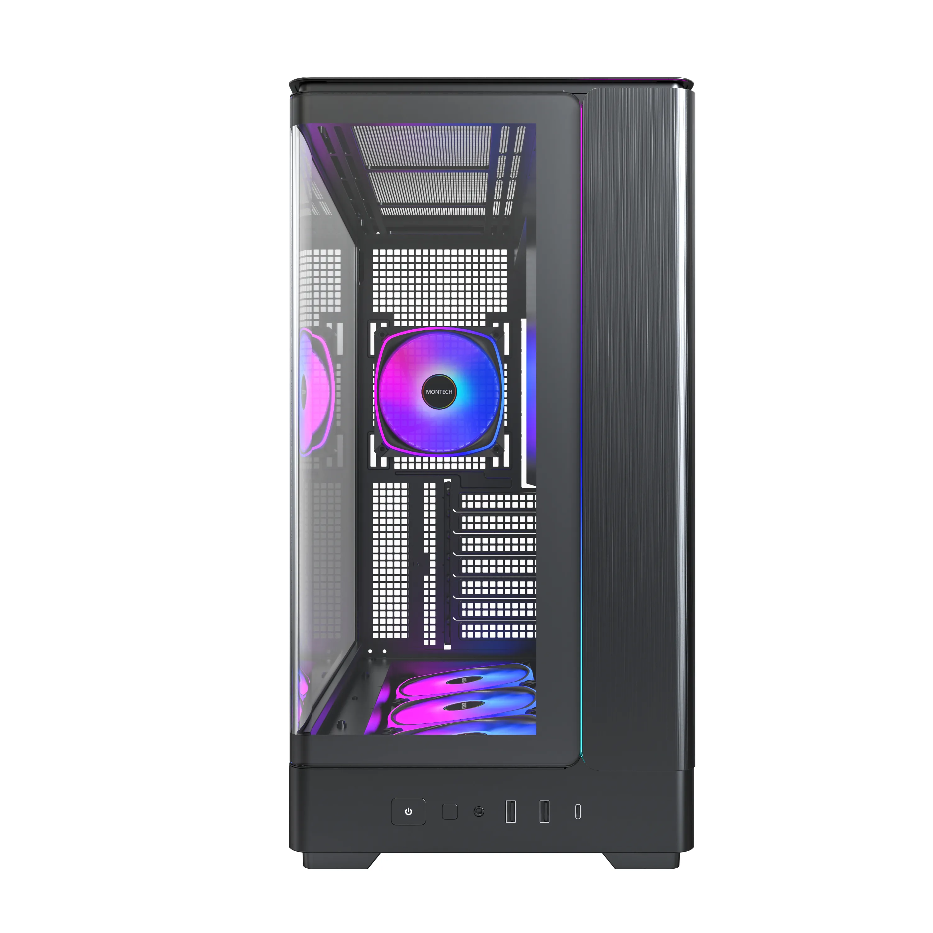 MONTECH KING 45 PRO -t&auml;ystornikotelo RGB-valaistuksella, musta