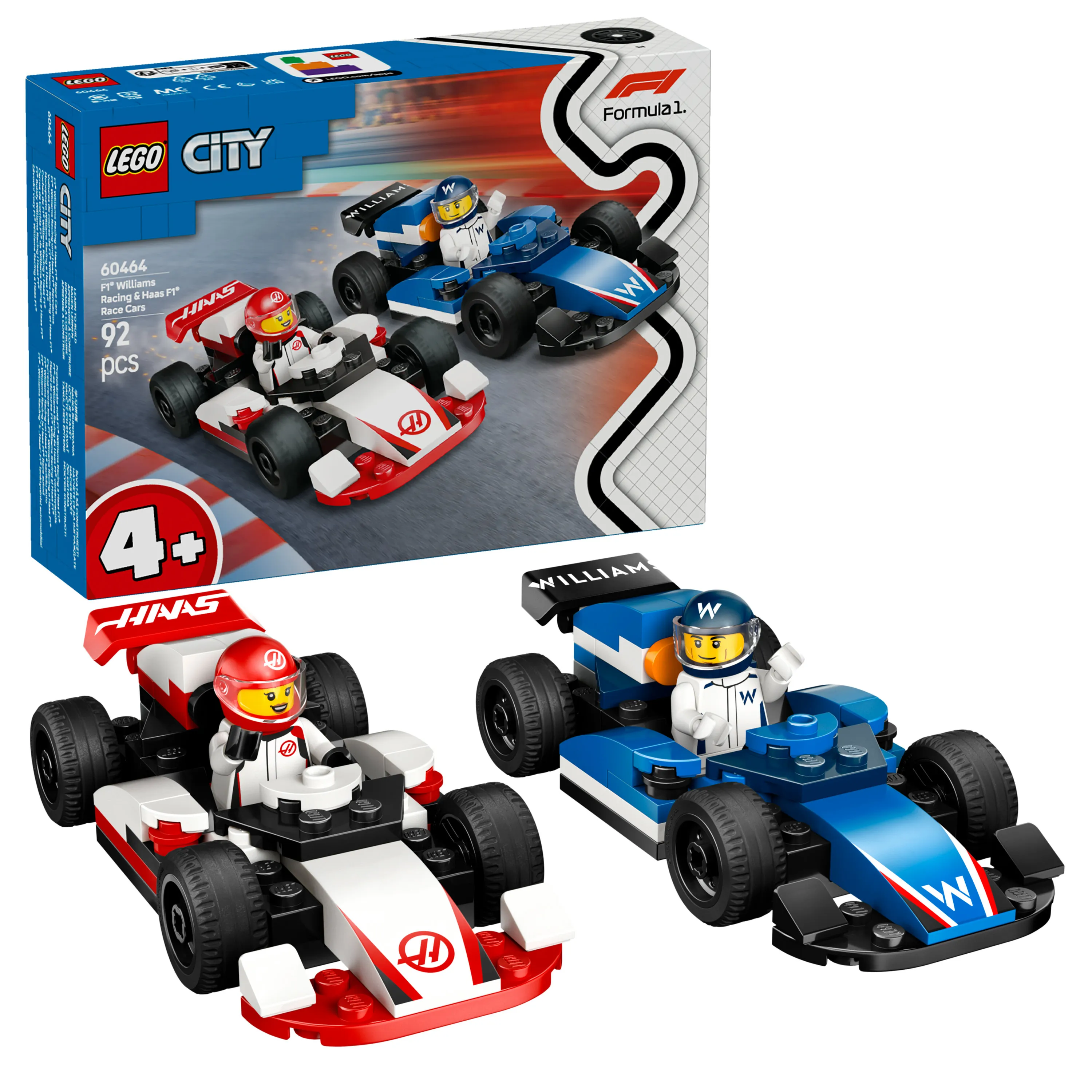 LEGO City F1-kilpa-autot Williams Racing ja Haas F1 60464