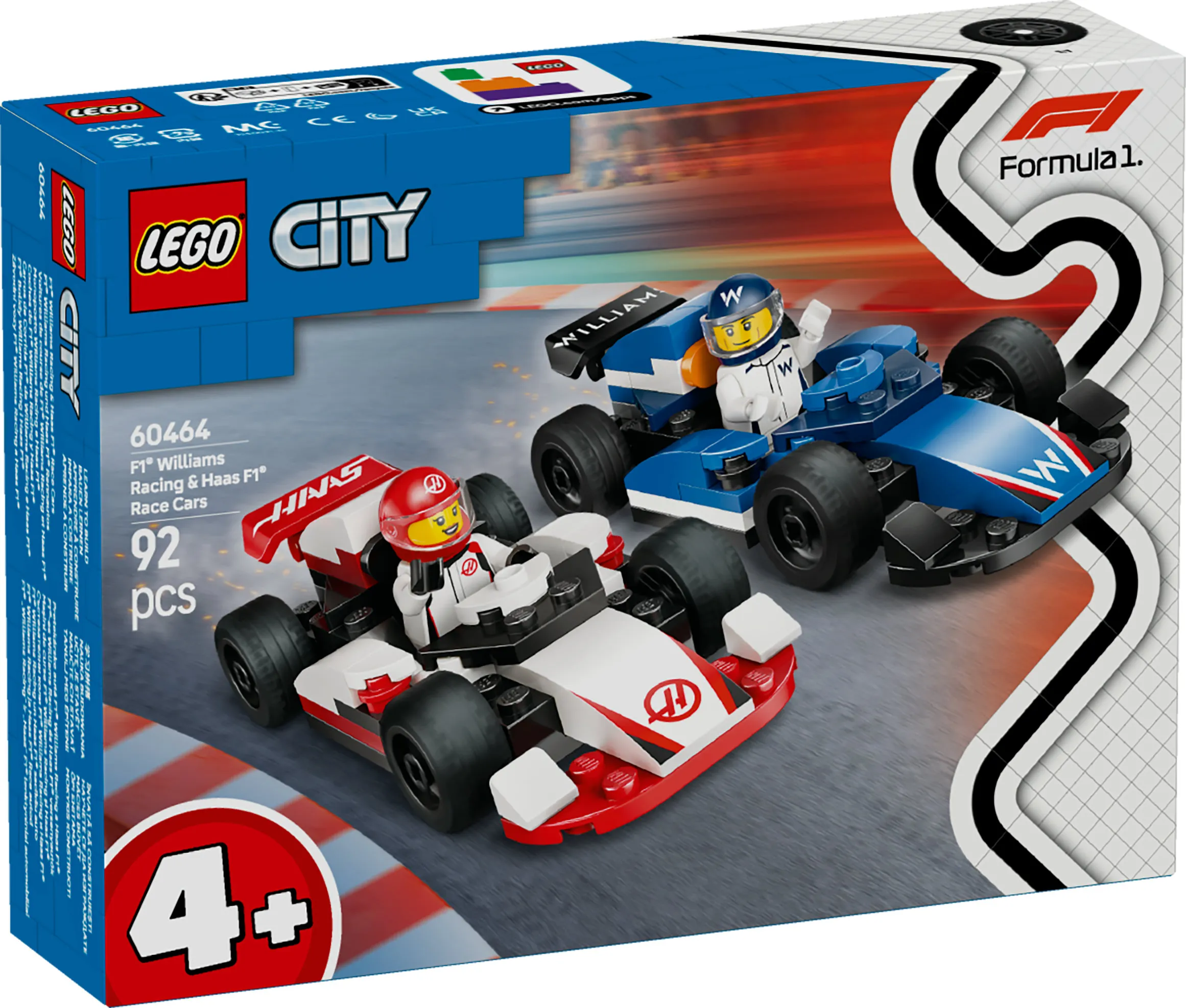 LEGO City F1-kilpa-autot Williams Racing ja Haas F1 60464