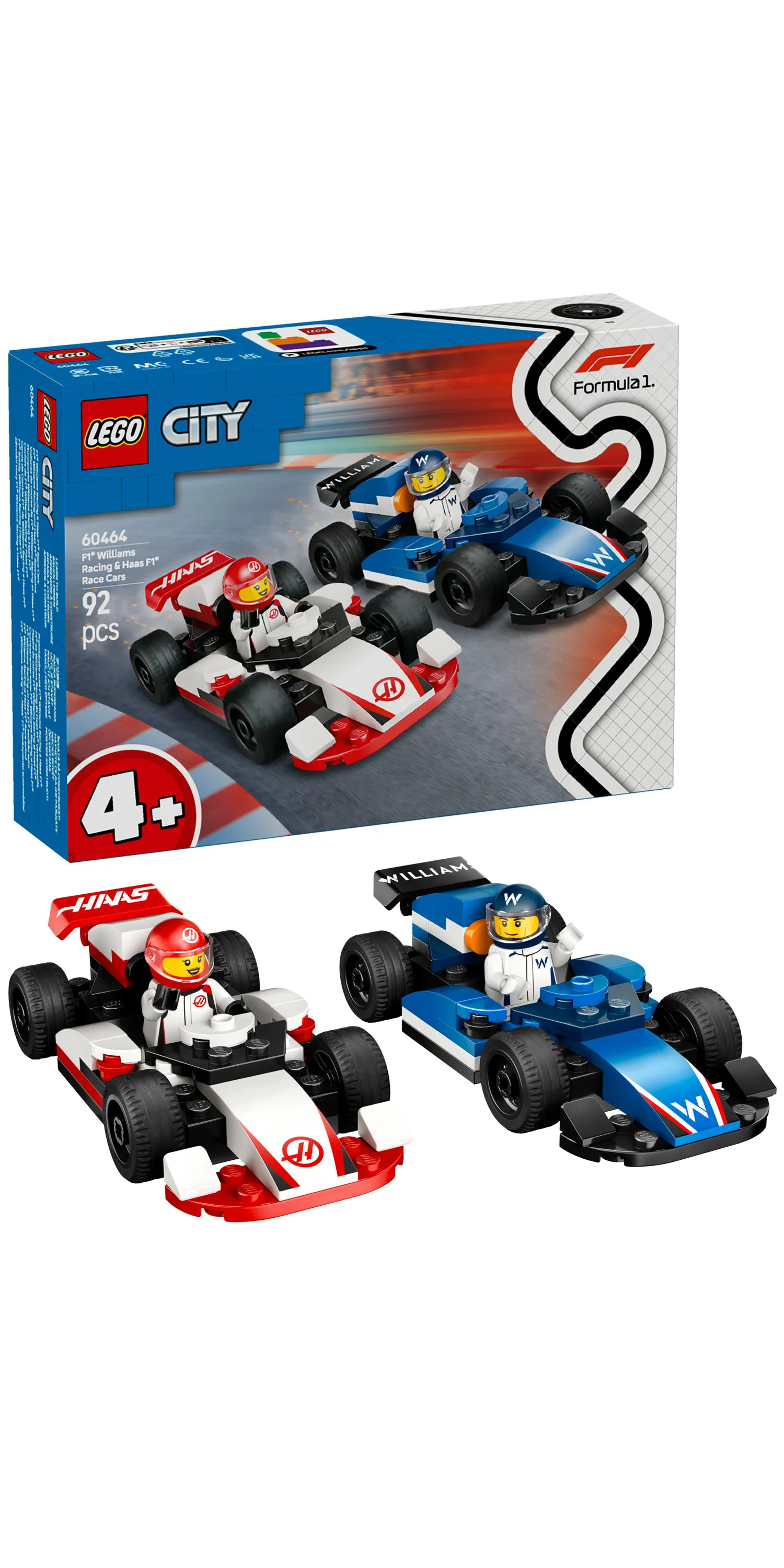 LEGO City F1-kilpa-autot Williams Racing ja Haas F1 60464