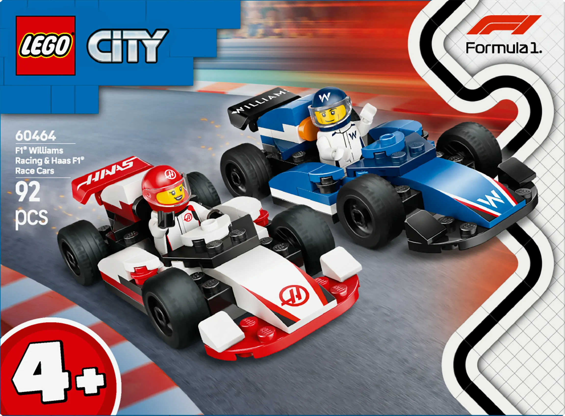 LEGO City F1-kilpa-autot Williams Racing ja Haas F1 60464