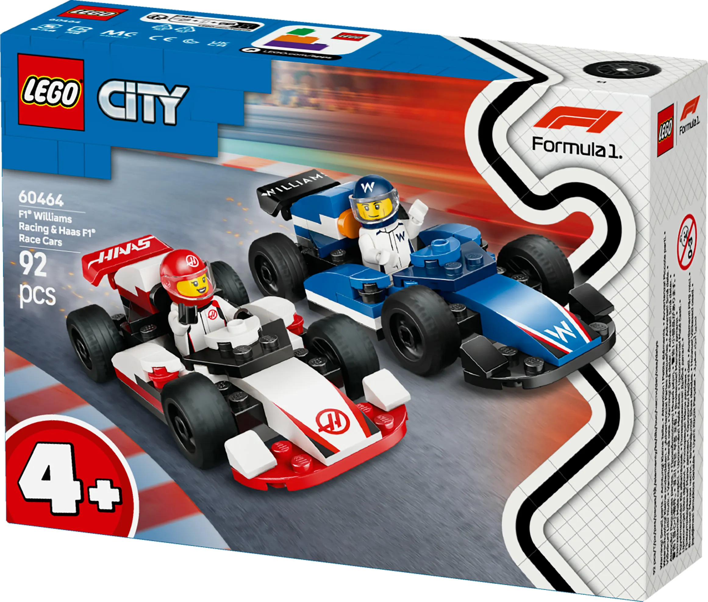LEGO City F1-kilpa-autot Williams Racing ja Haas F1 60464