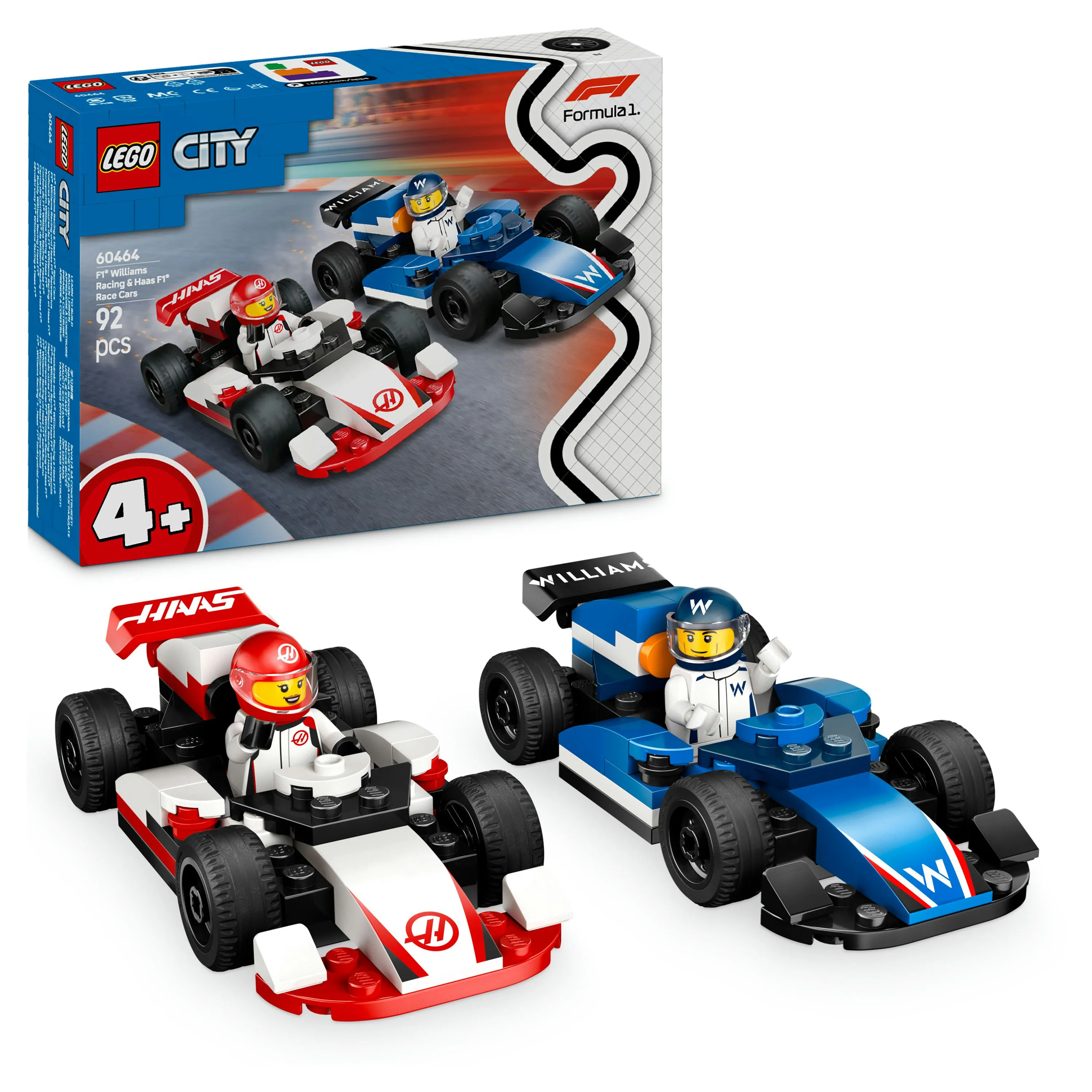 LEGO City F1-kilpa-autot Williams Racing ja Haas F1 60464