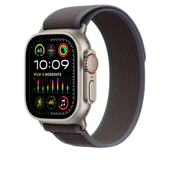 Apple Watch 49 mm Trail‑ranneke, Sininen/Musta (M/L)