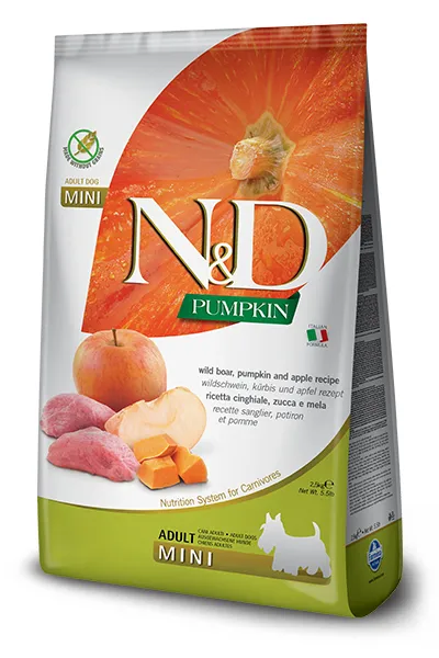 Farmina N&D Pumpkin Boar & Apple Mini, Koiran kuivaruoka, Adult, Grain Free, 2,5 kg